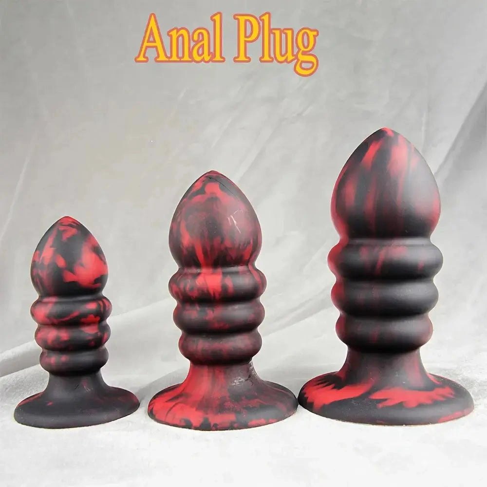 Ridged Silicone Anal Plug Set - Butt Plug, 3 Sizes