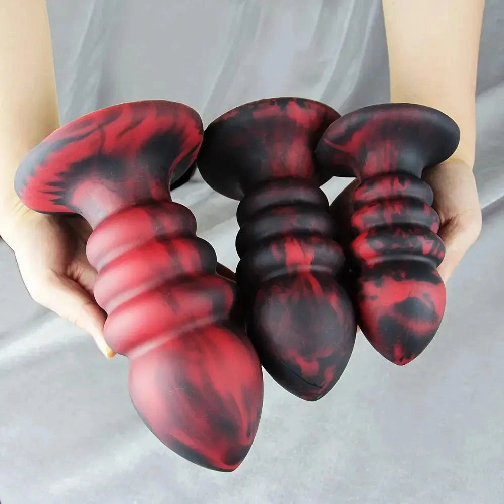 Ridged Silicone Anal Plug Set - Butt Plug, 3 Sizes