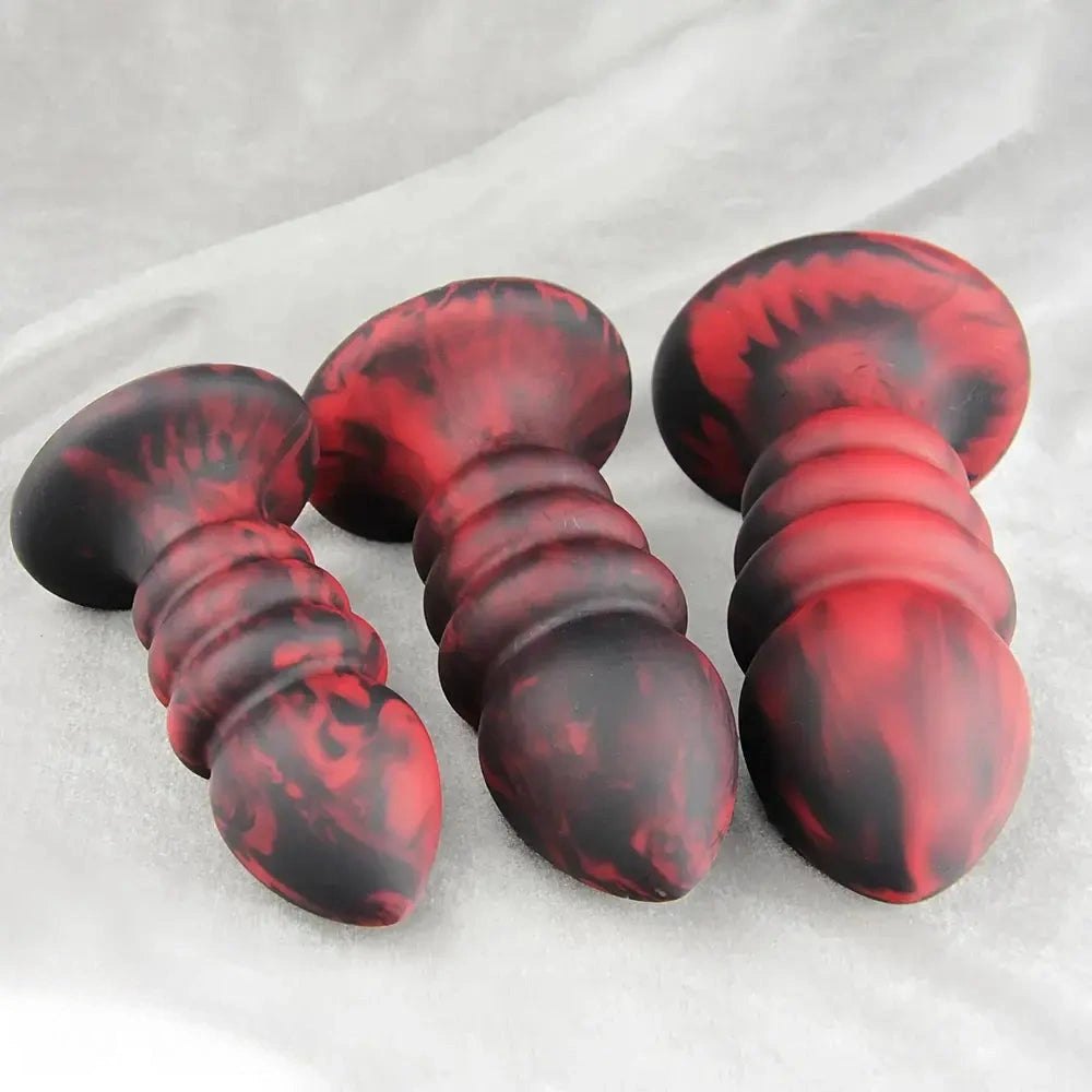 Ridged Silicone Anal Plug Set - Butt Plug, 3 Sizes