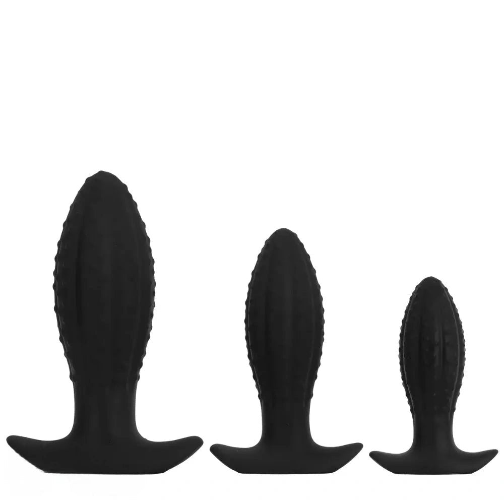 Ridged Tapered Anal Plug - Ribbed Black Butt Plug