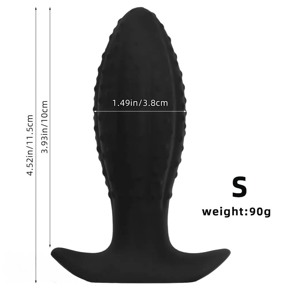 Ridged Tapered Anal Plug - Ribbed Black Butt Plug