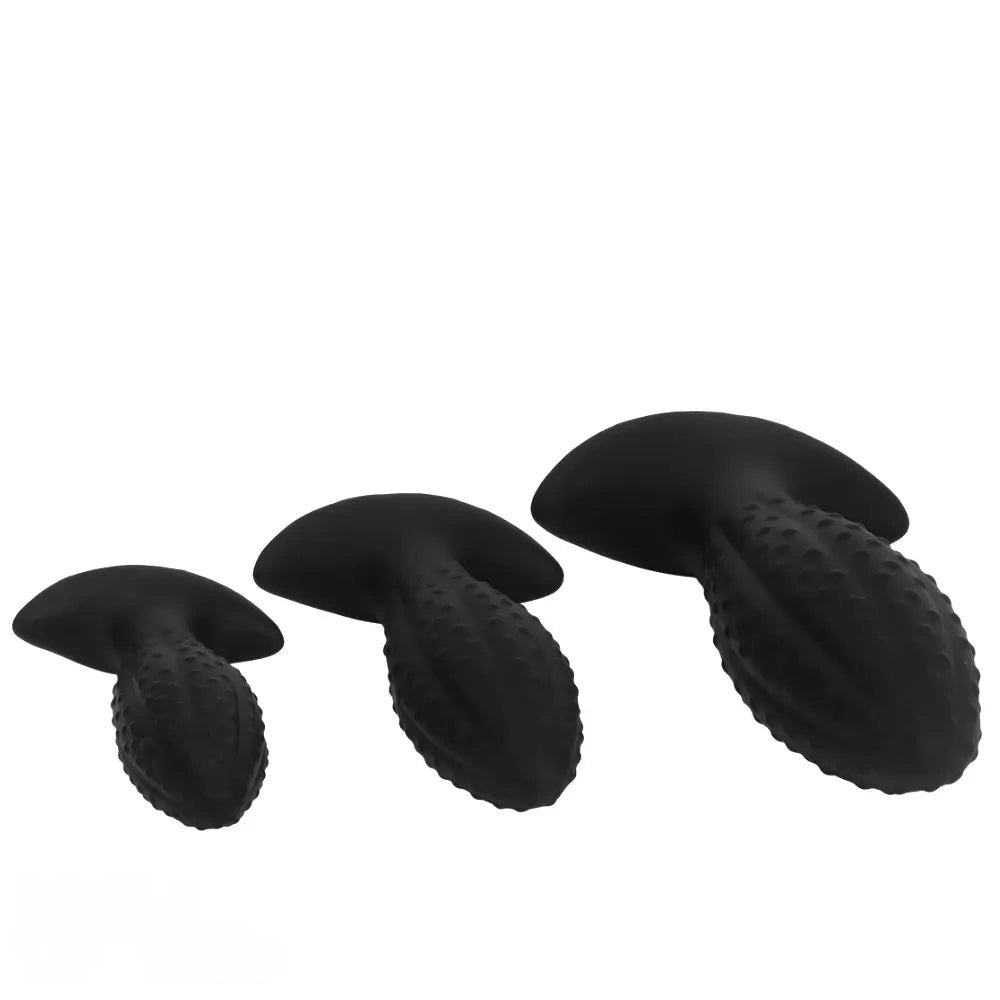 Ridged Tapered Anal Plug - Ribbed Black Butt Plug