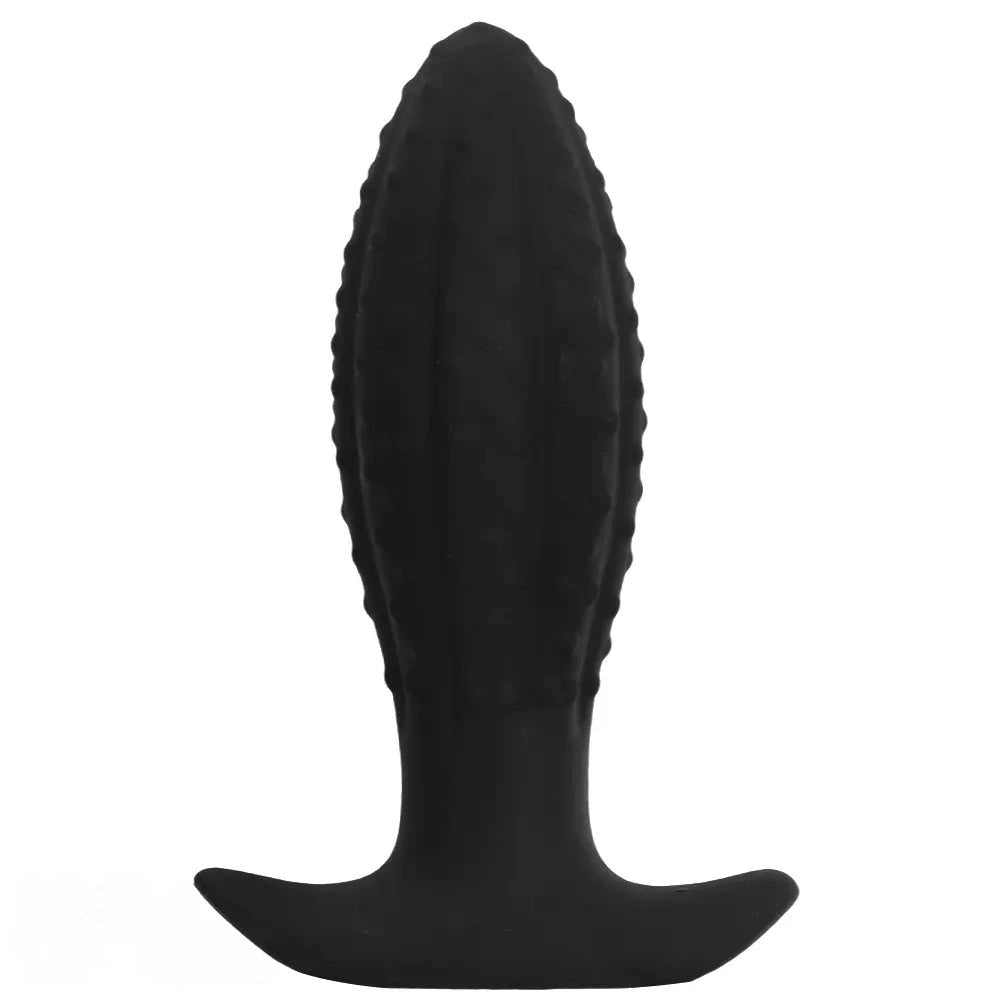 Ridged Tapered Anal Plug - Ribbed Black Butt Plug