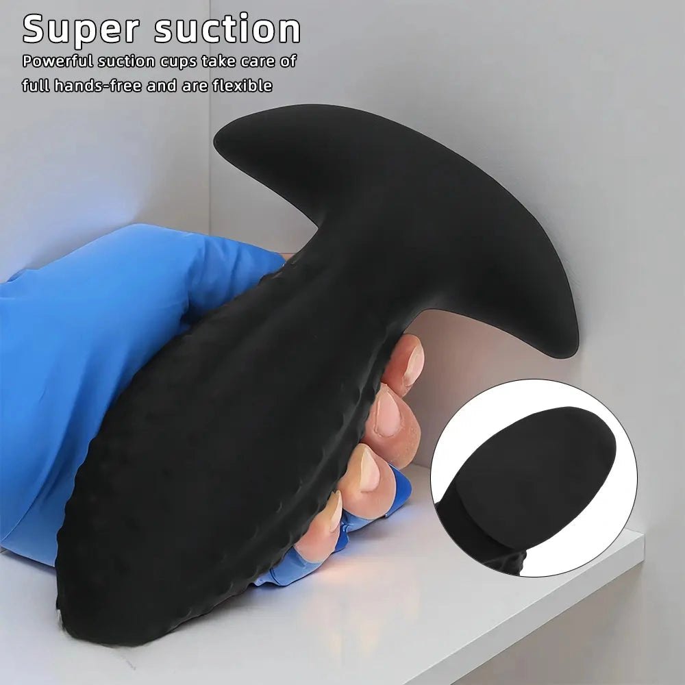 Ridged Tapered Anal Plug - Ribbed Black Butt Plug