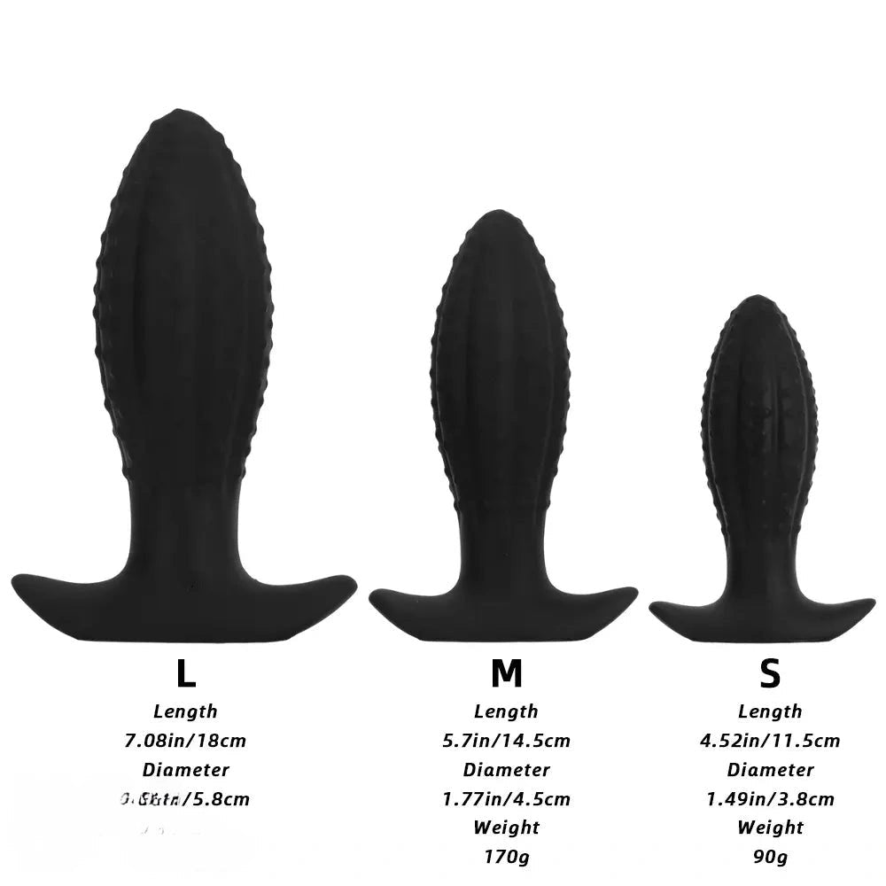 Ridged Tapered Anal Plug - Ribbed Black Butt Plug