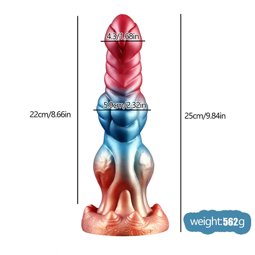 9.84in Ringed Fantasy Monster Dildo - Fantasy Dildo