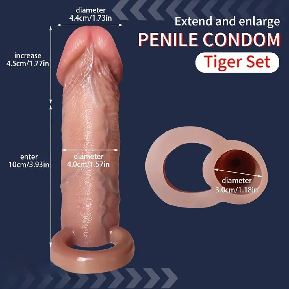 Ringed Penis Extension Sleeve - Realistic Silicone Sleeve