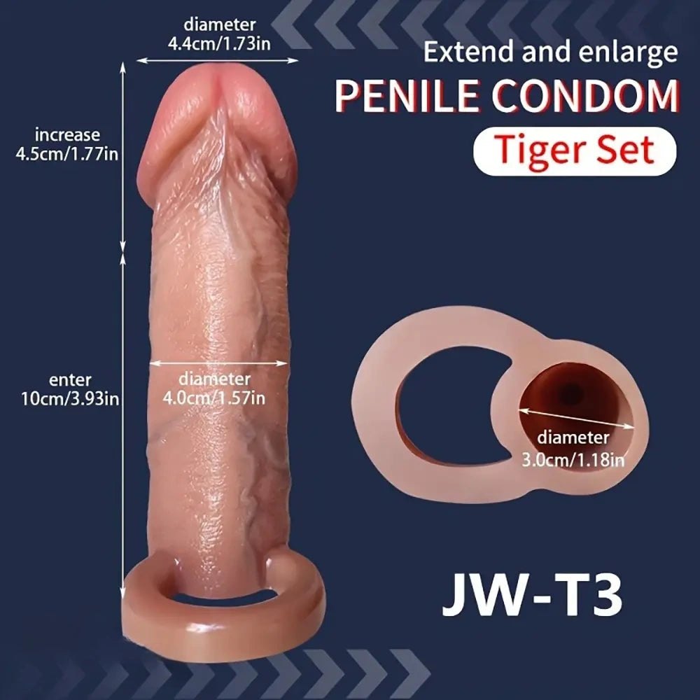 Ringed Penis Extension Sleeve - Realistic Silicone Sleeve