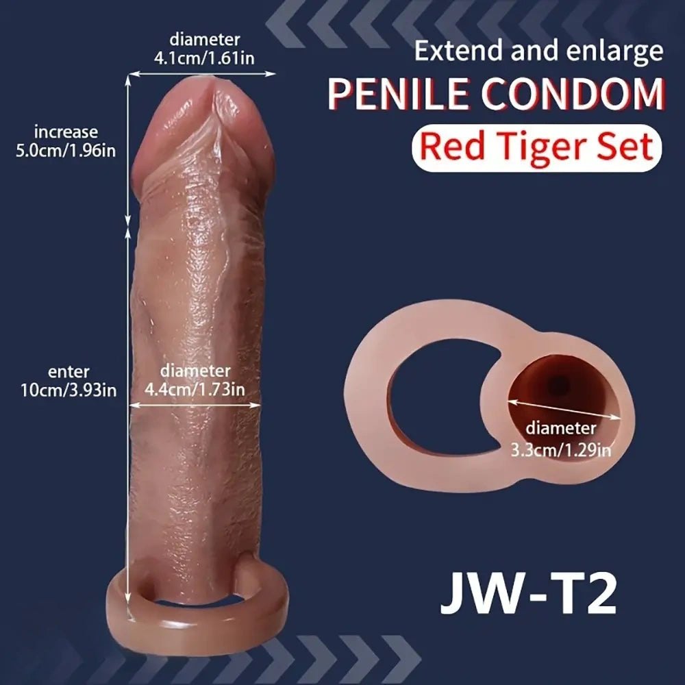 Ringed Penis Extension Sleeve - Realistic Silicone Sleeve