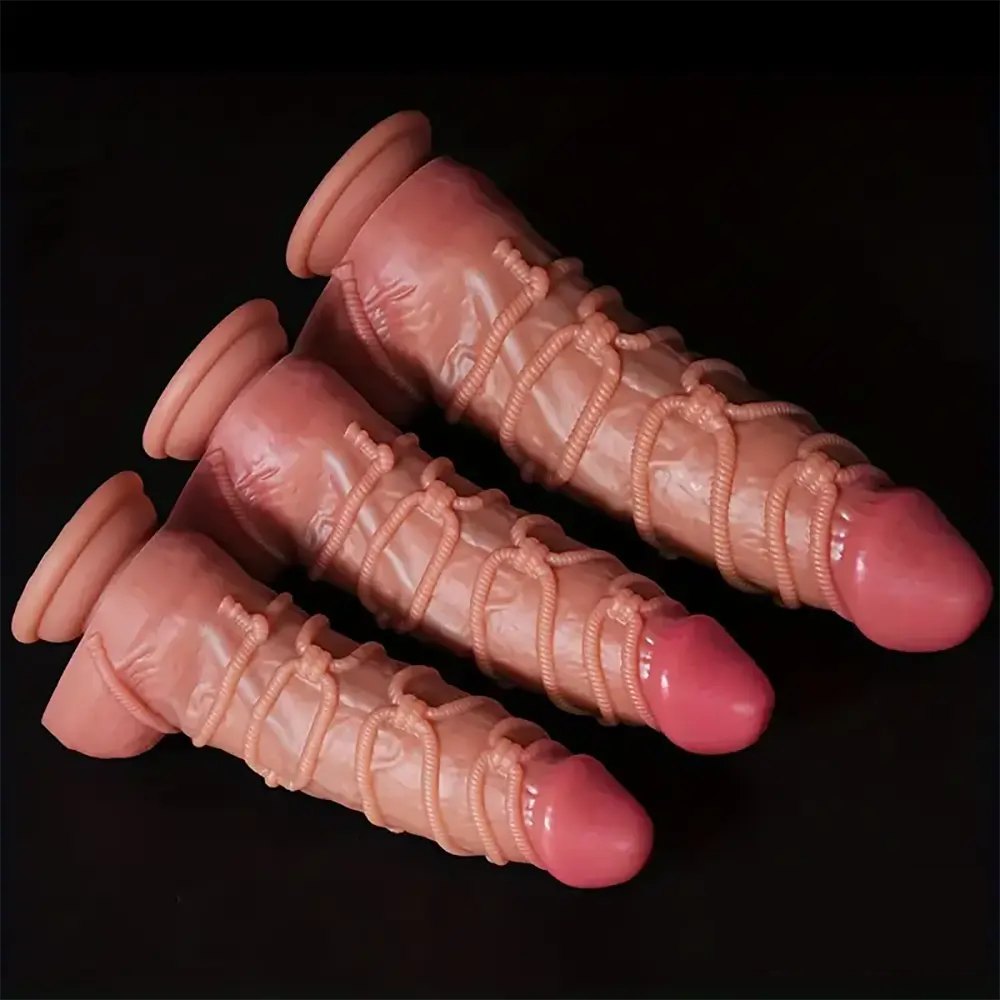Rope Wrap Fantasy Dildo 3 Sizes - Silicone Bondage Dildo