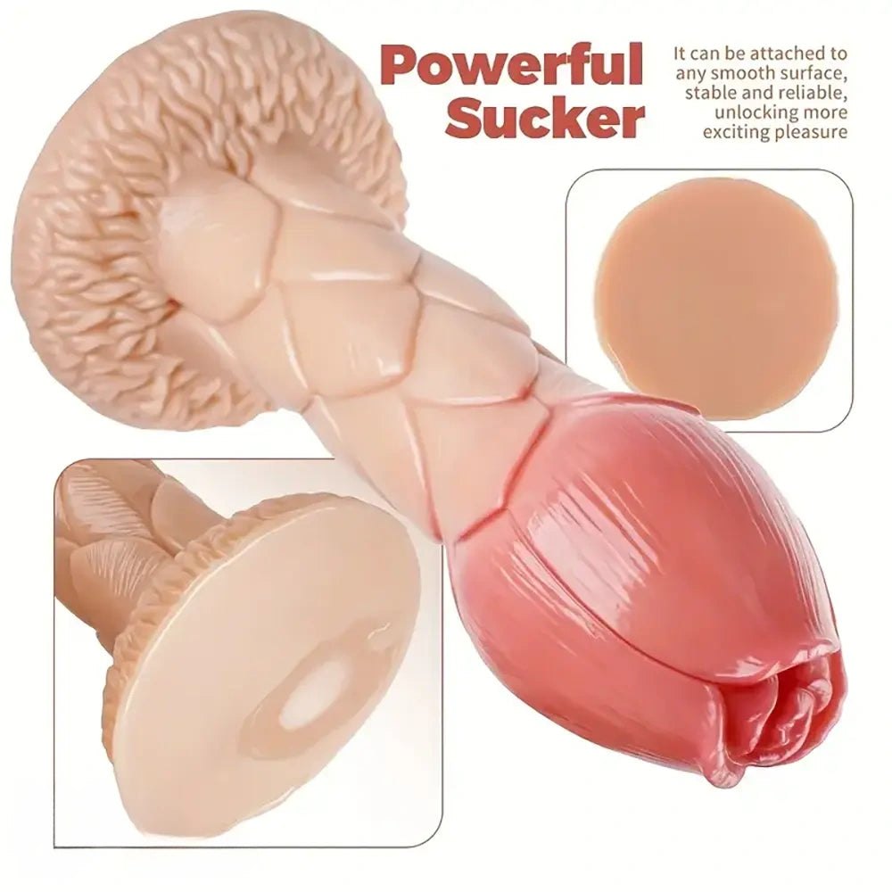 Rose Bud Fantasy Dildo - Textured Petal Shaft Fantasy Dildo