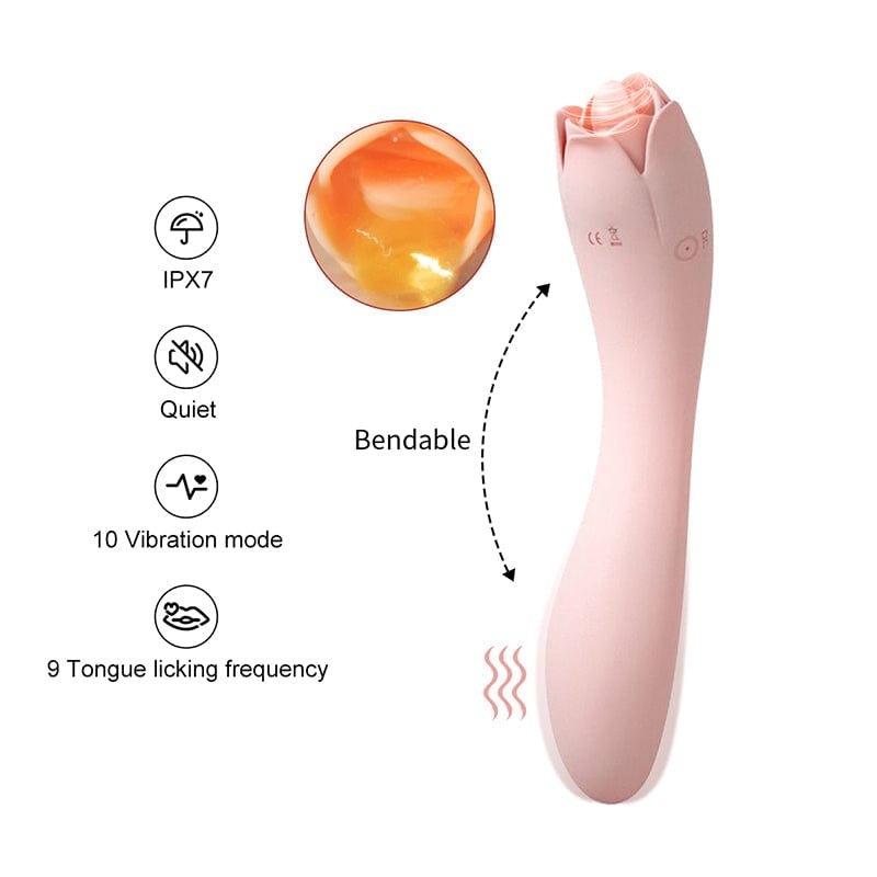 Rose Bud G-Spot Licking Vibrator - Clitoral Suction Vibrator