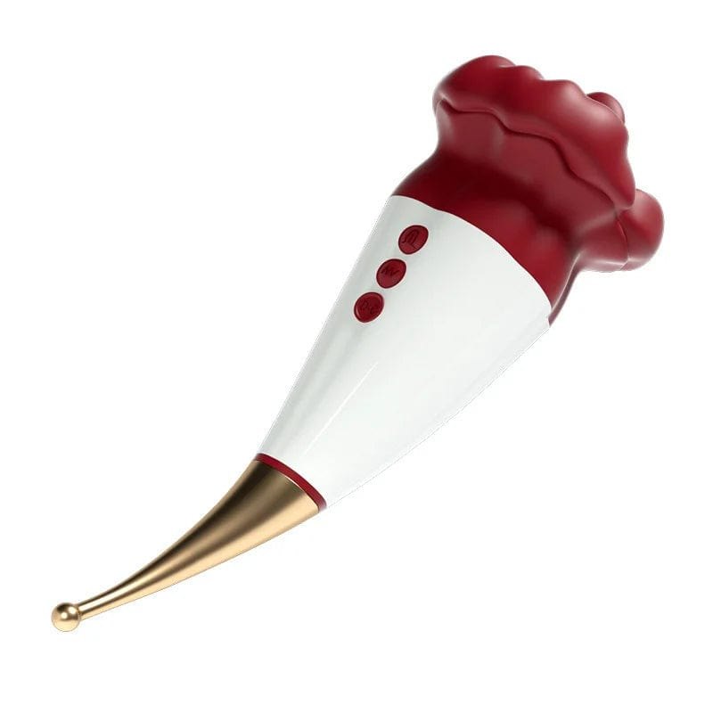 Rose Bud Tongue Flick Suction Vibrator - Silicone Rose Toy