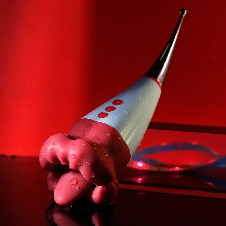 Rose Bud Tongue Flick Suction Vibrator - Silicone Rose Toy