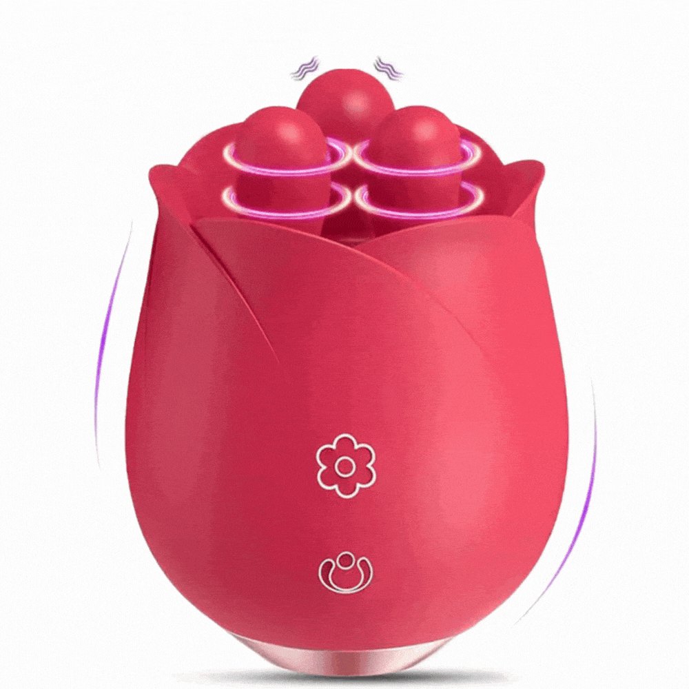 Rose Bud Tongue Kneading Vibrator - Rose Toy Clit Sucker