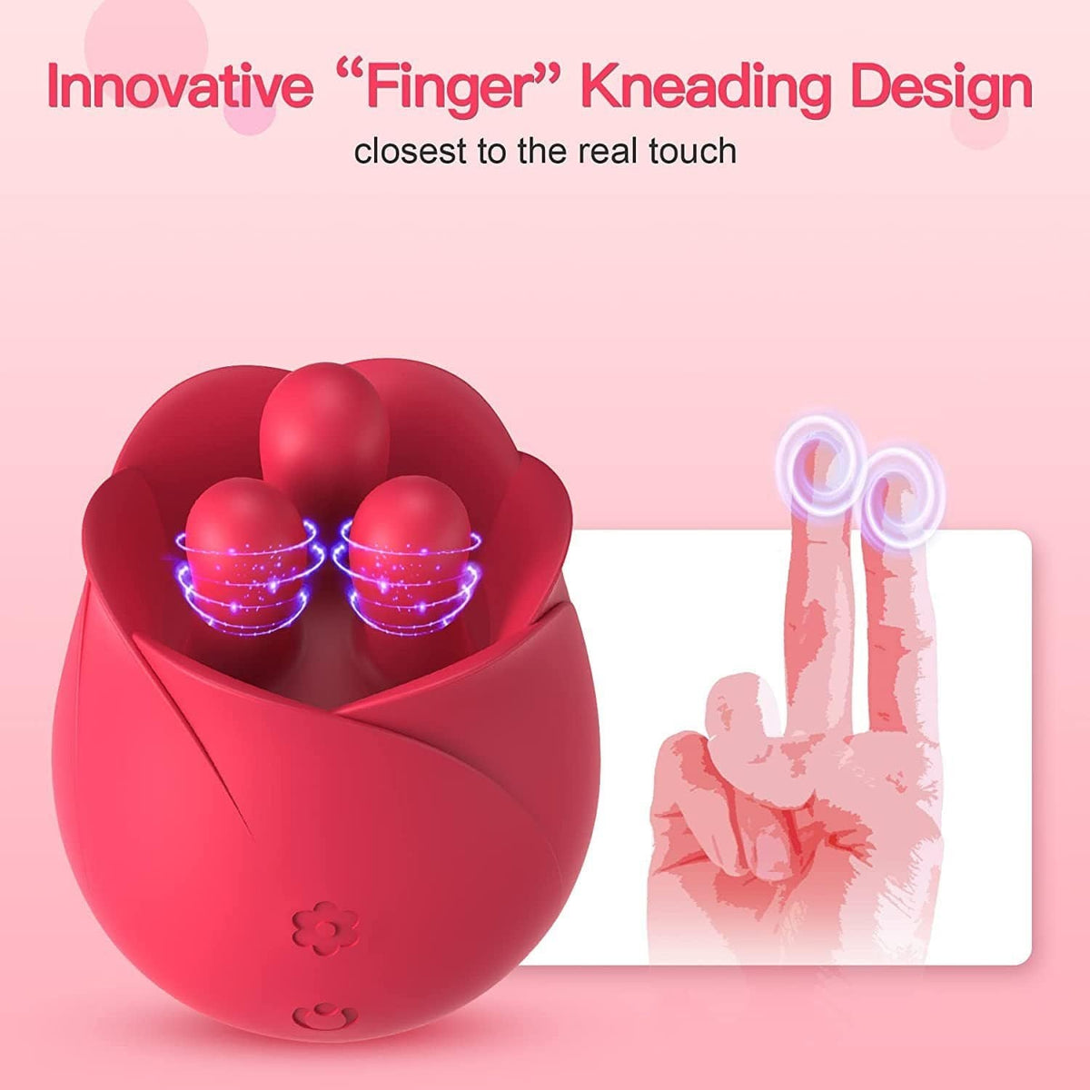 Rose Bud Tongue Kneading Vibrator - Rose Toy Clit Sucker