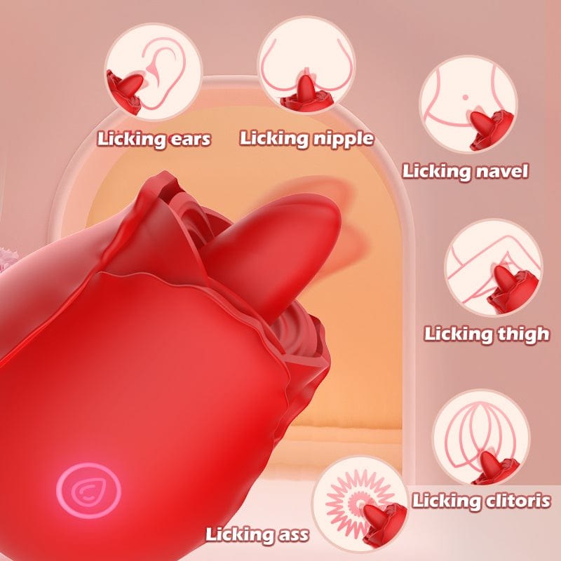 Rose Bud Tongue Licking Vibrator - Rose Toy for Women