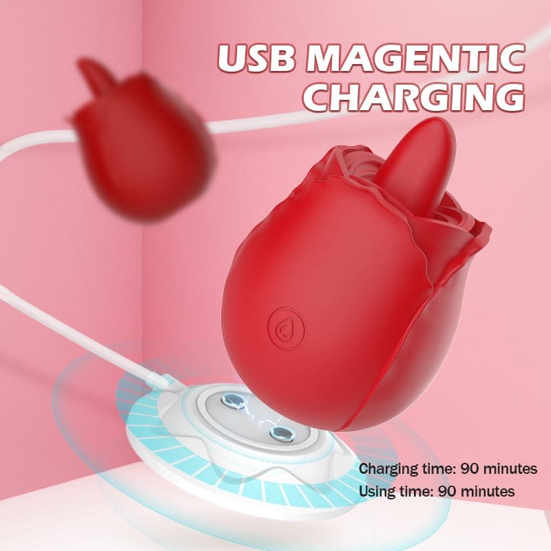 Rose Bud Tongue Licking Vibrator - Rose Toy for Women