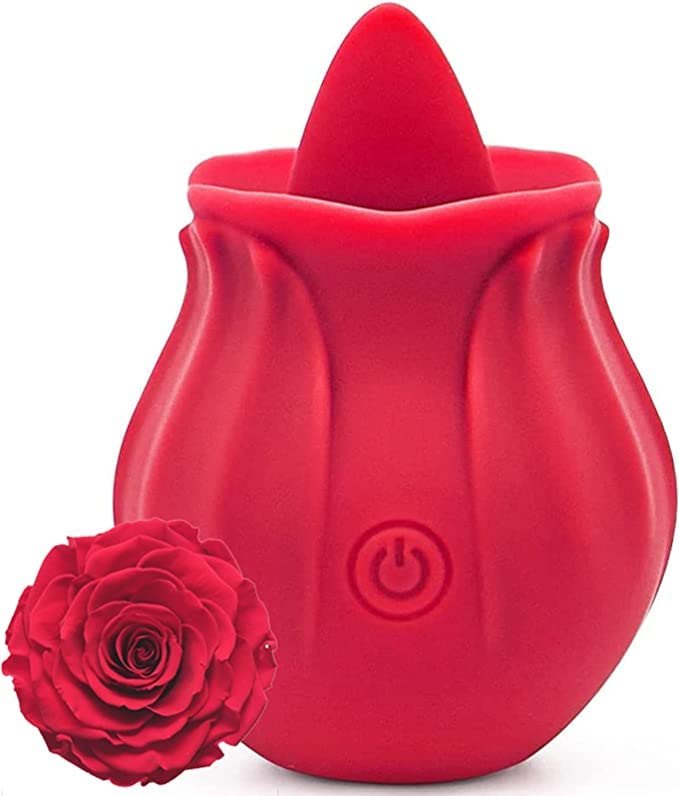 Rose Bud Tongue Suction Vibrator - Rechargeable Rose Toy