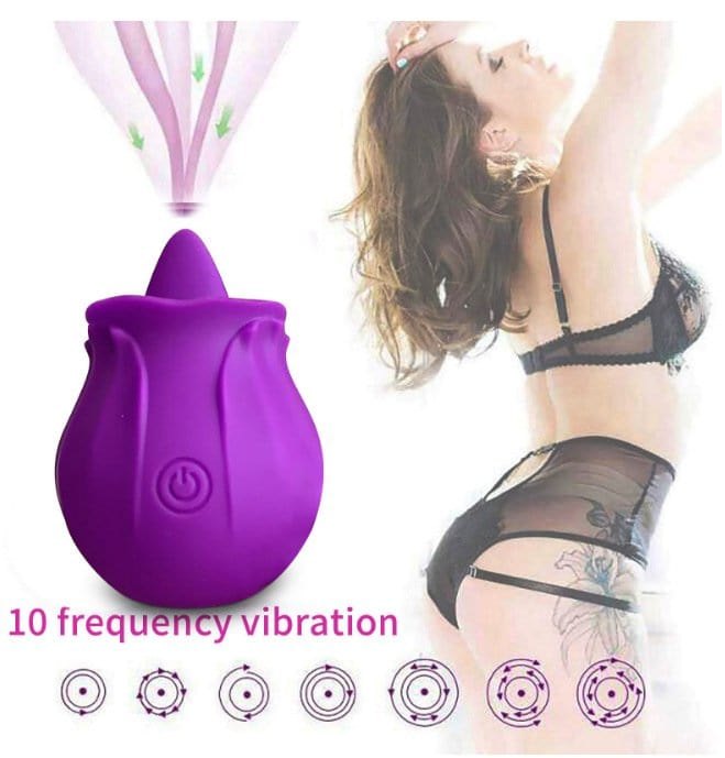 Rose Bud Tongue Suction Vibrator - Rechargeable Rose Toy