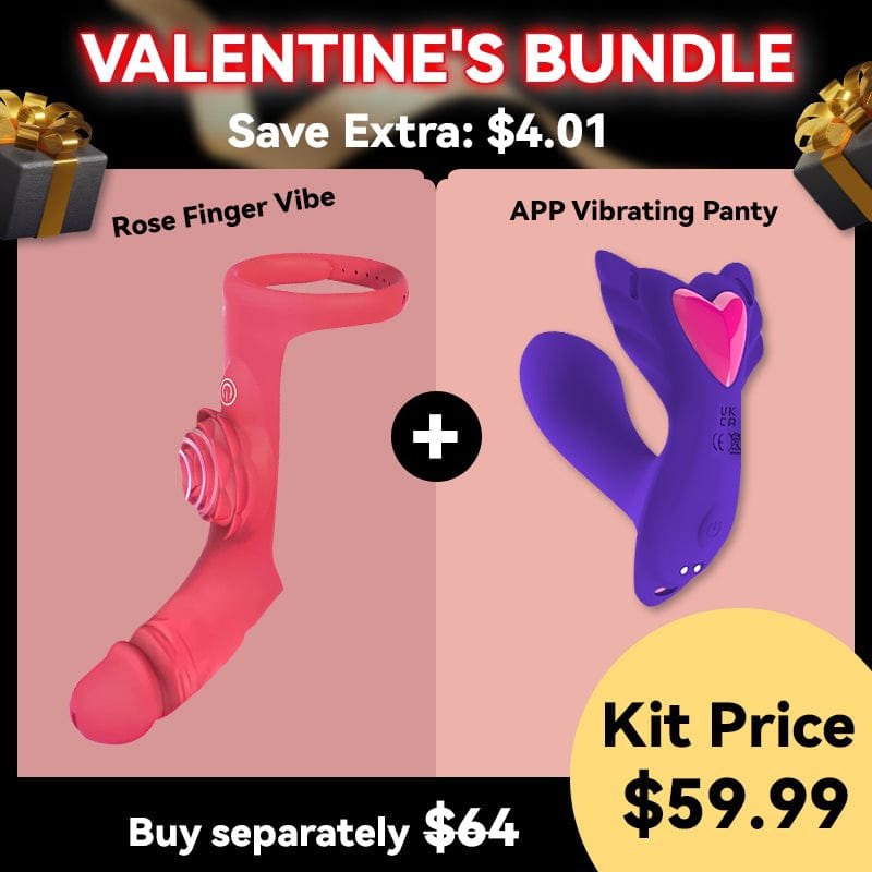 Rose Finger & Panty Vibe Set - Couples Toy Gift Set