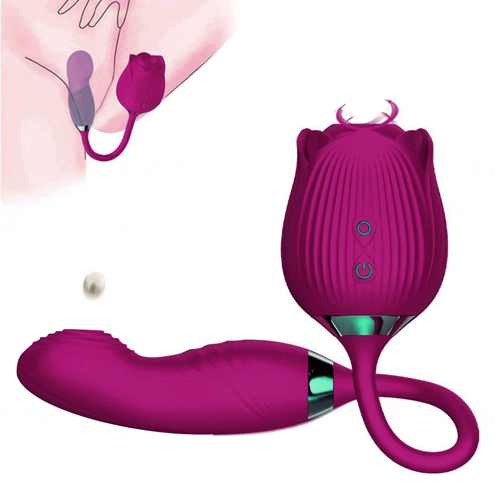 Rose G-Spot Dual Stimulator - Rose Clit Sucker Toy