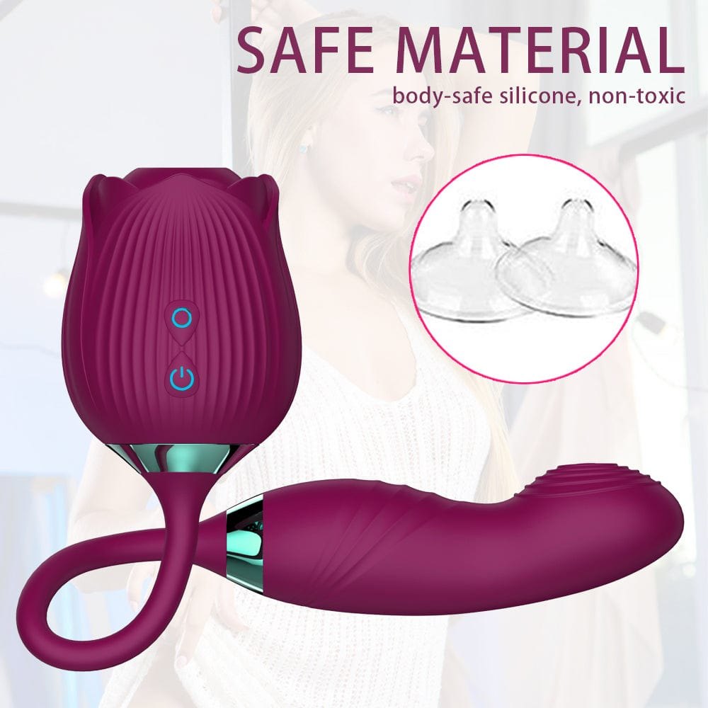 Rose G-Spot Dual Stimulator - Rose Clit Sucker Toy