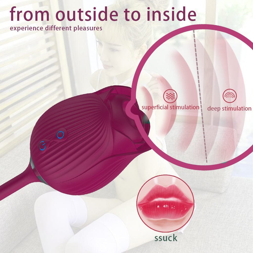 Rose G-Spot Dual Stimulator - Rose Clit Sucker Toy
