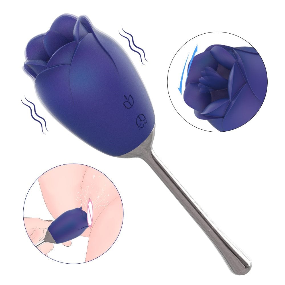 Rose Head Vibrator on Wand - Silicone Clit Vibrator