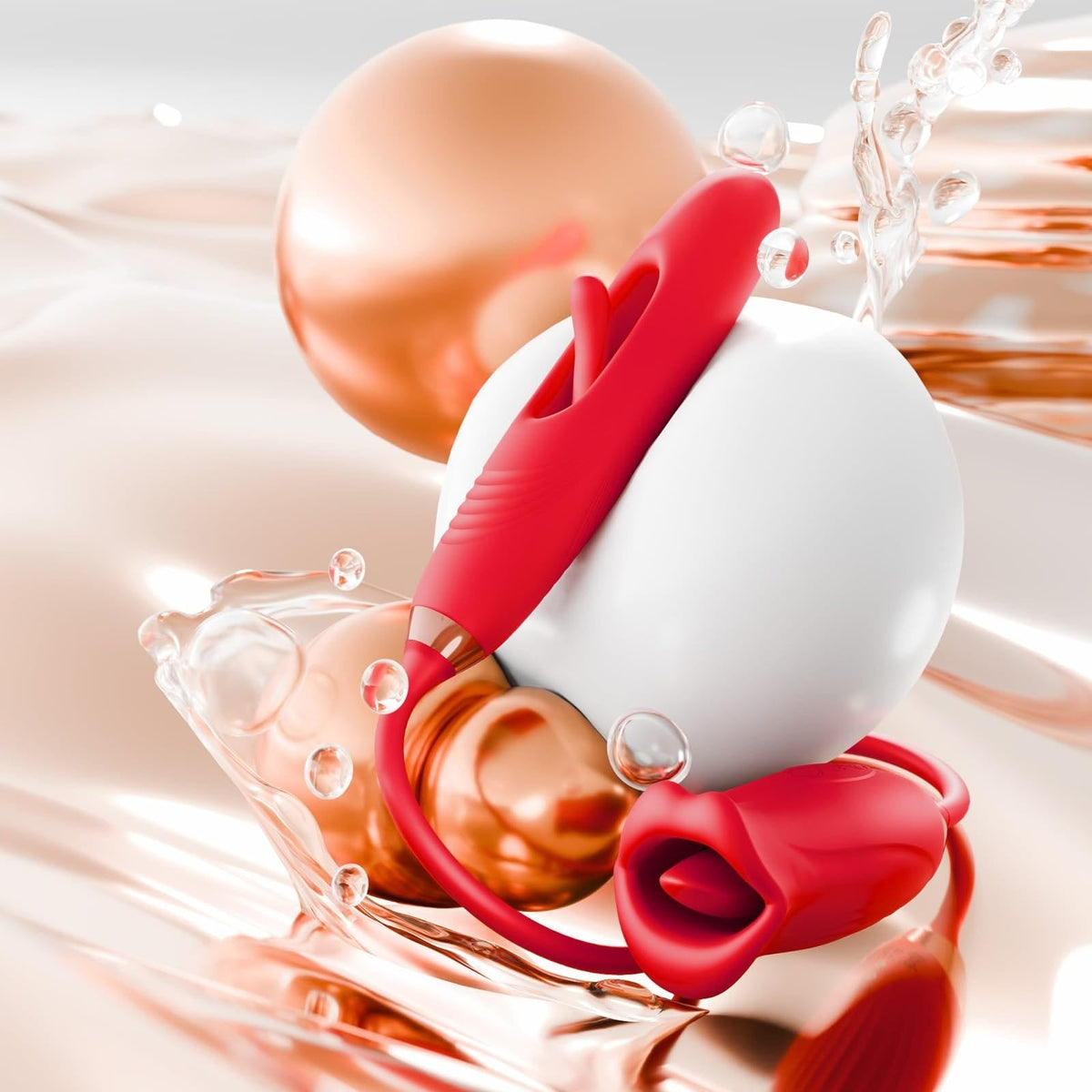 Rose Kissing Clit and G-Spot Vibrator - 3-in-1 Rose Toy