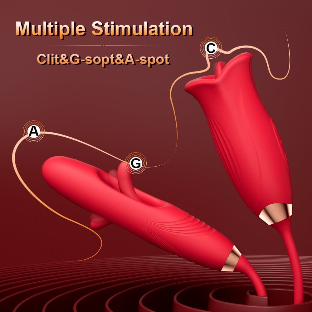 Rose Kissing Clit and G-Spot Vibrator - 3-in-1 Rose Toy