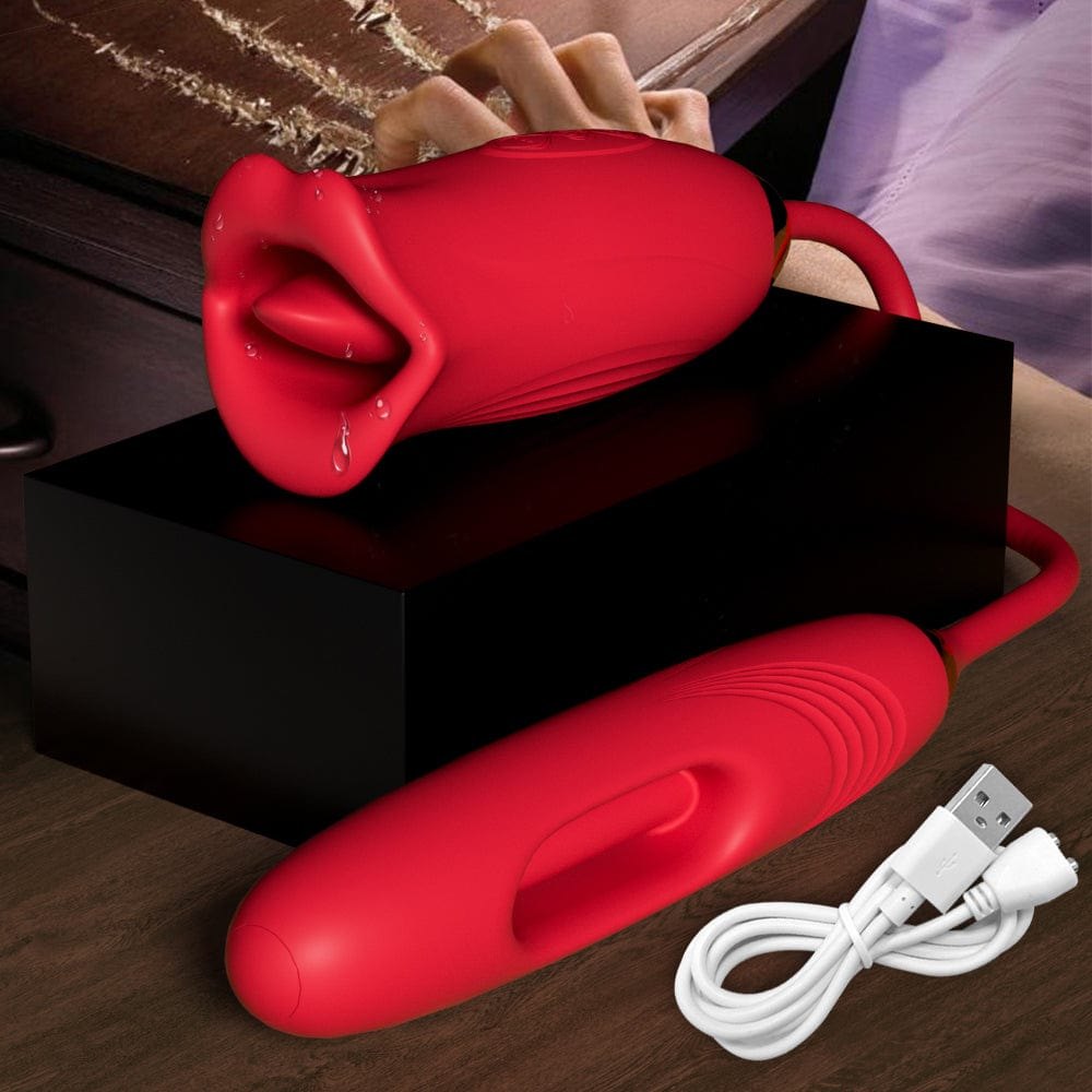 Rose Kissing Clit and G-Spot Vibrator - 3-in-1 Rose Toy