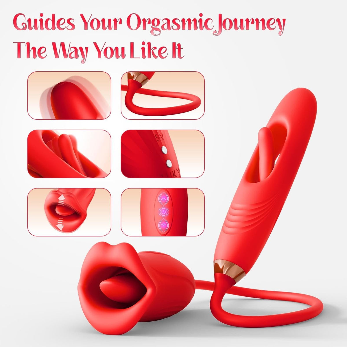 Rose Kissing Clit and G-Spot Vibrator - 3-in-1 Rose Toy