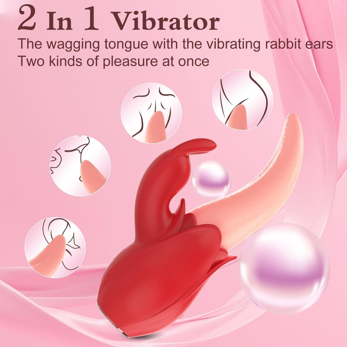 Rose Rabbit Ear Dual Vibrator - Rose Toy for G-Spot & Clit