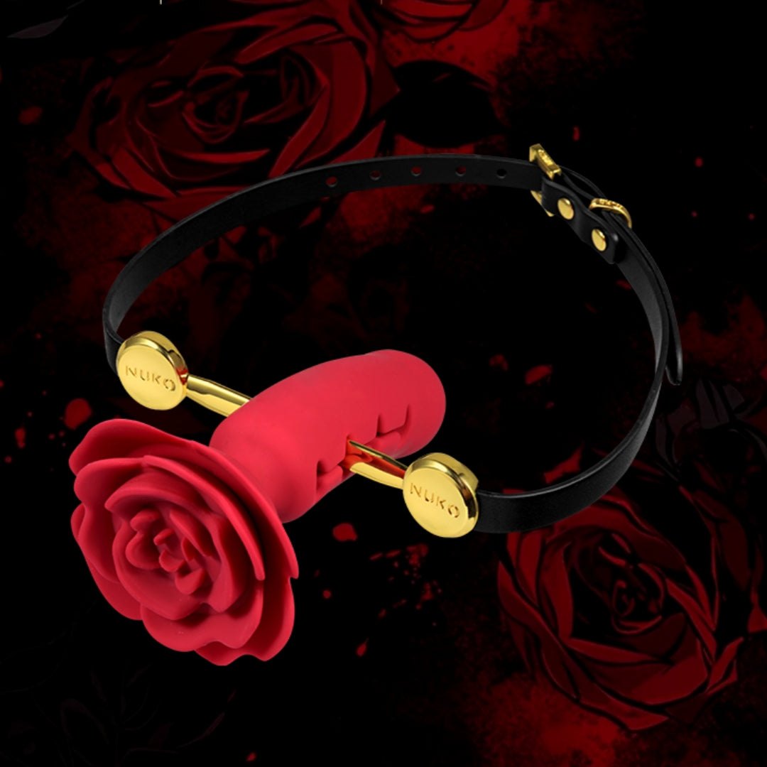 Rose Shape Silicone Mouth Gag - Adjustable Strap Set