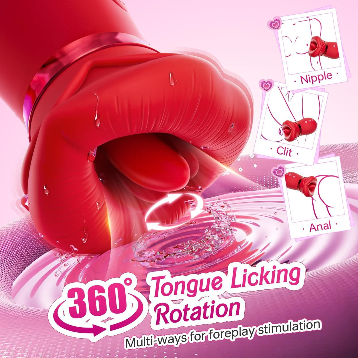 Rose Suction Tongue Vibrator - Clitoral Suction Toy with Tongue