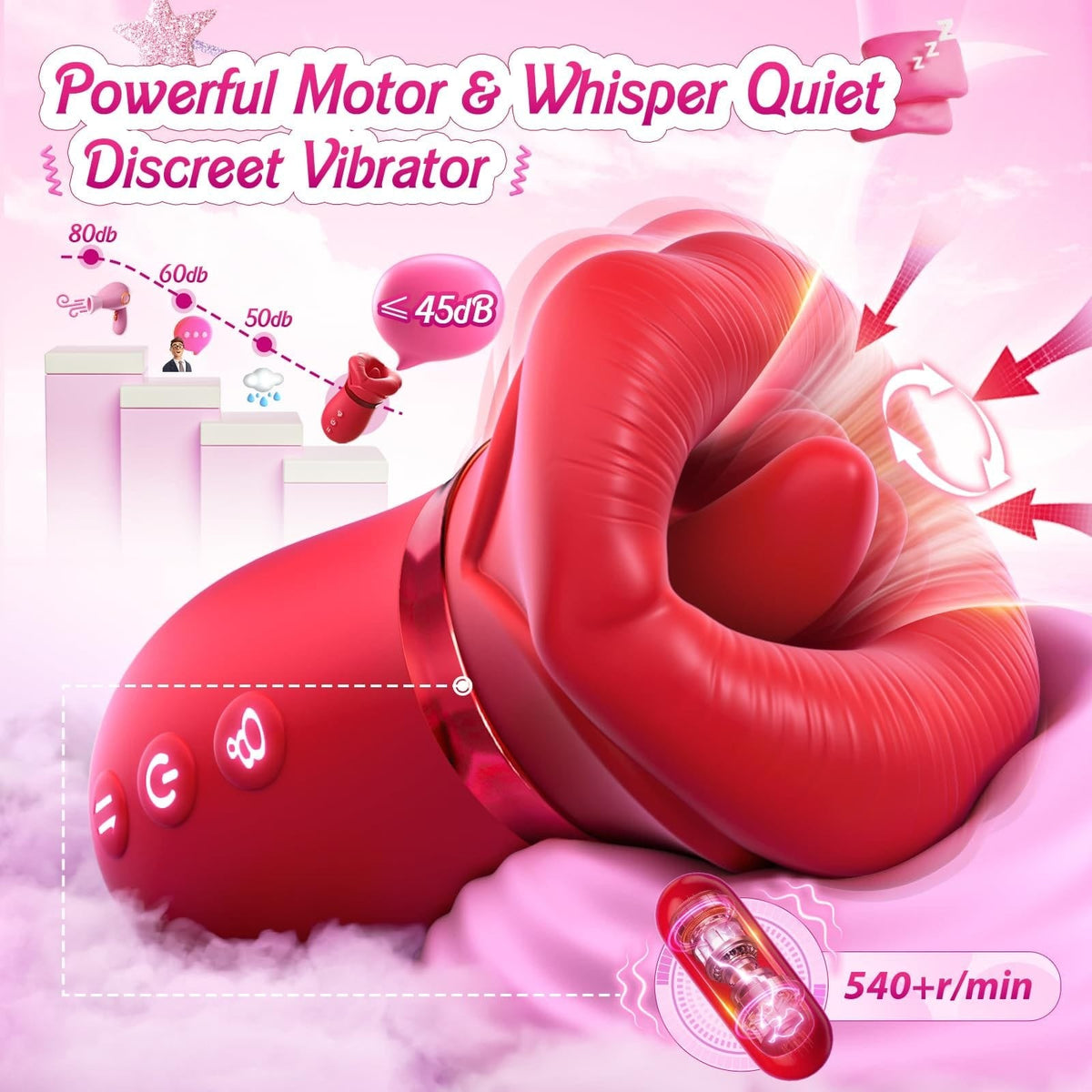 Rose Suction Tongue Vibrator - Clitoral Suction Toy with Tongue