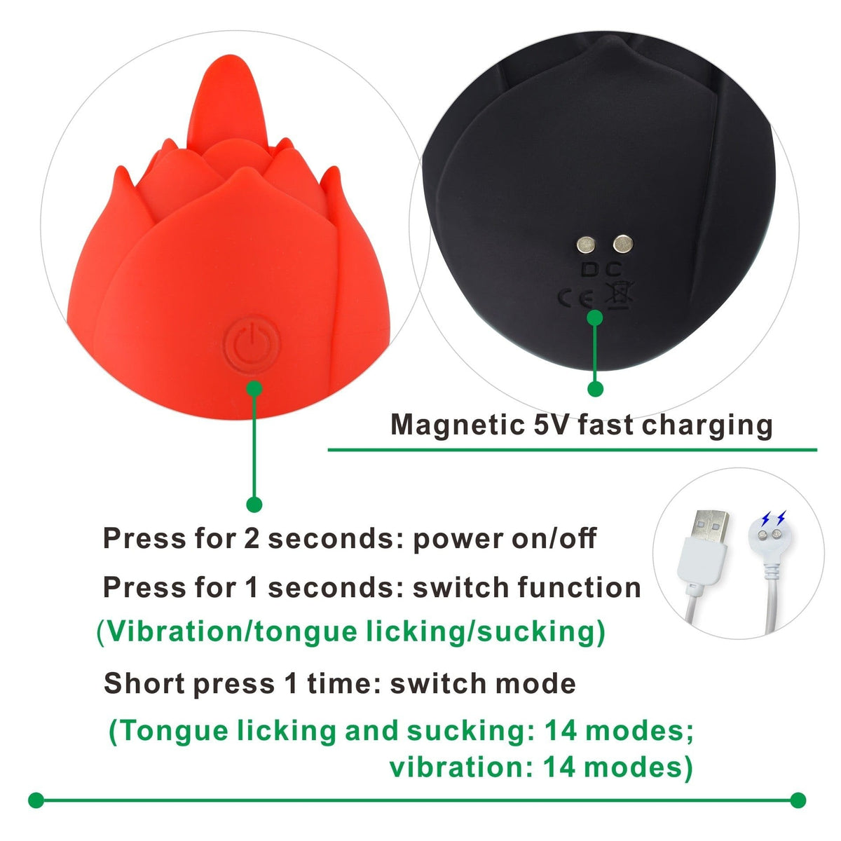 Rose Suction & Vibration Toy - Clitoral Suction Vibrator