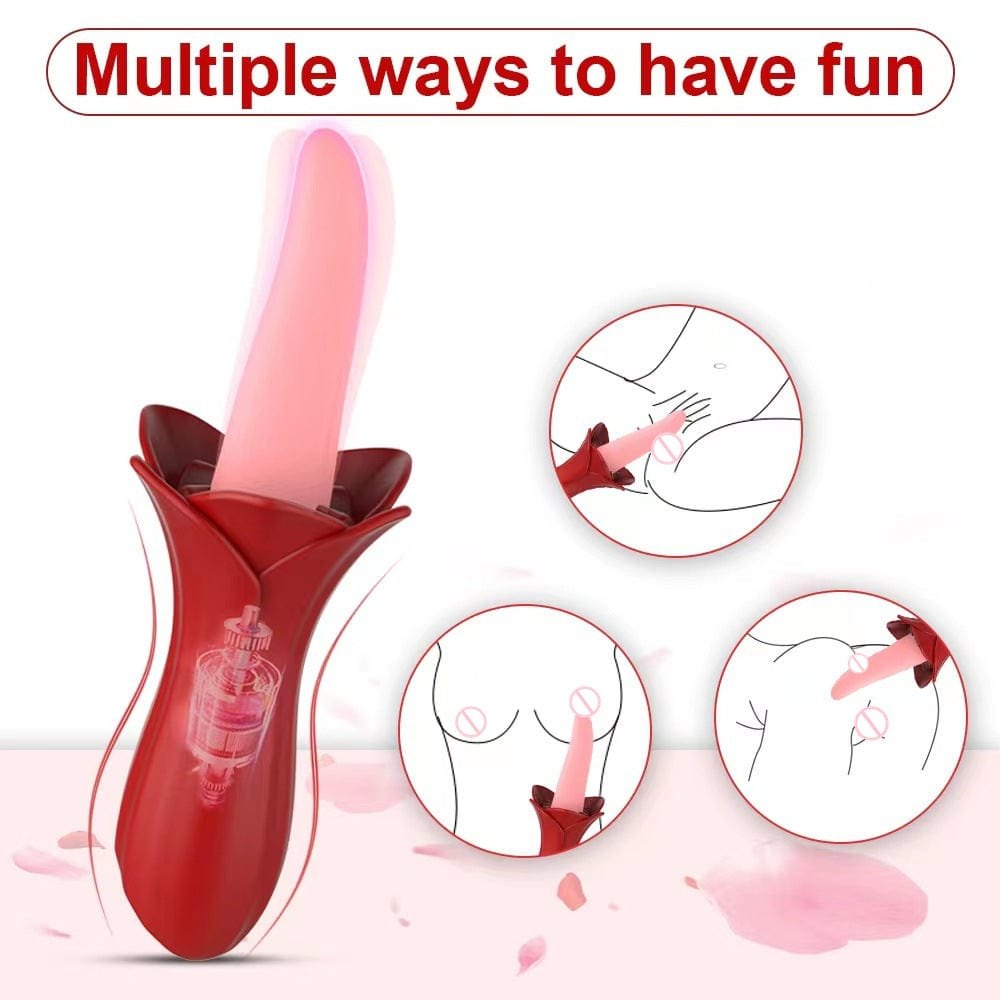 Rose Tongue Clitoral Vibrator - Silicone Clit Stimulator Toy