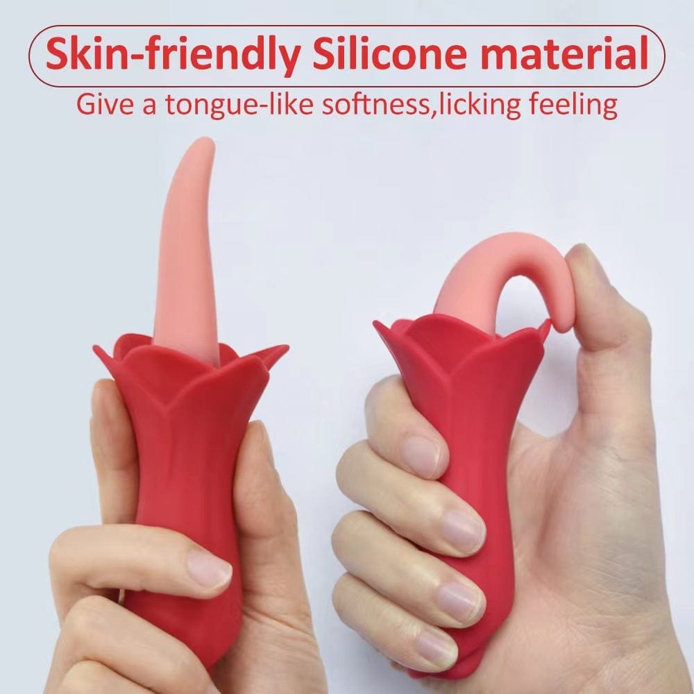 Rose Tongue Clitoral Vibrator - Silicone Clit Stimulator Toy