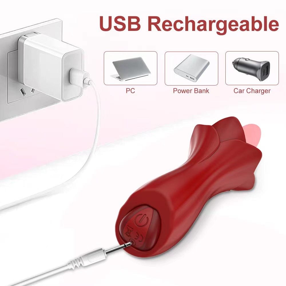 Rose Tongue Clitoral Vibrator - Silicone Clit Stimulator Toy