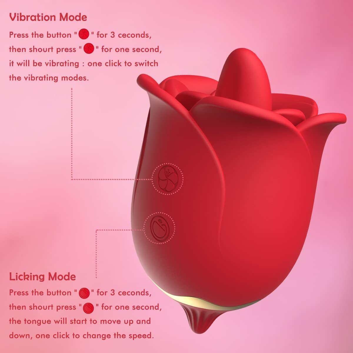 Rose Tongue Licking Clit Vibrator - Clit Sucking Toy