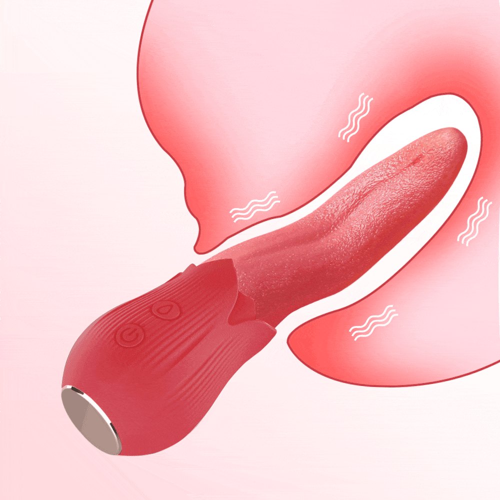 Rose Tongue Licking Clit Vibrator - Clitoral Stimulator Toy