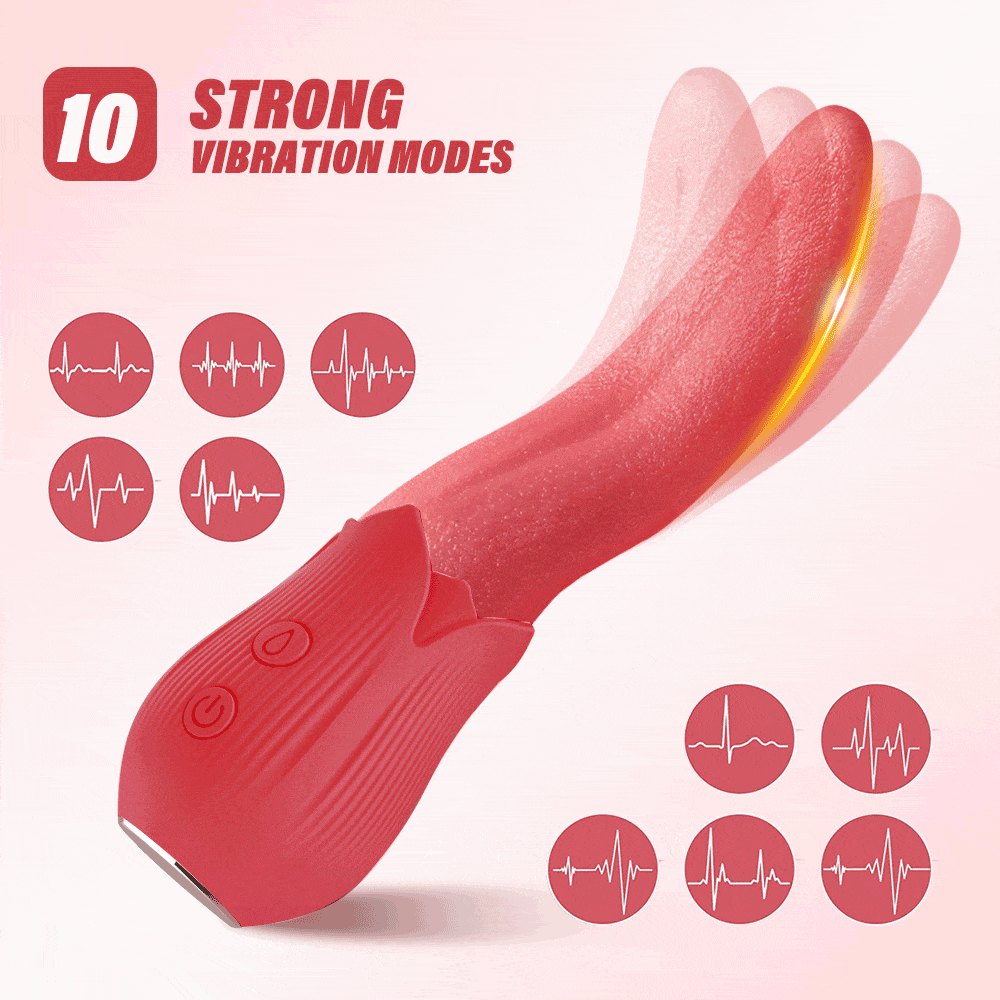 Rose Tongue Licking Clit Vibrator - Clitoral Stimulator Toy