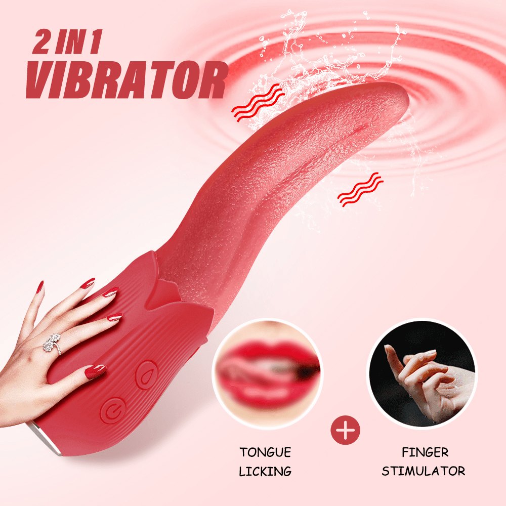 Rose Tongue Licking Clit Vibrator - Clitoral Stimulator Toy