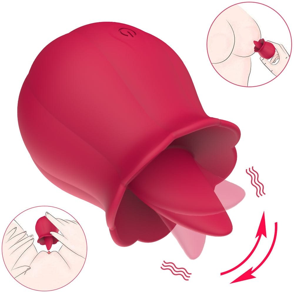Rose Tongue Licking Clit Vibrator - Rose Clitoral Stimulator