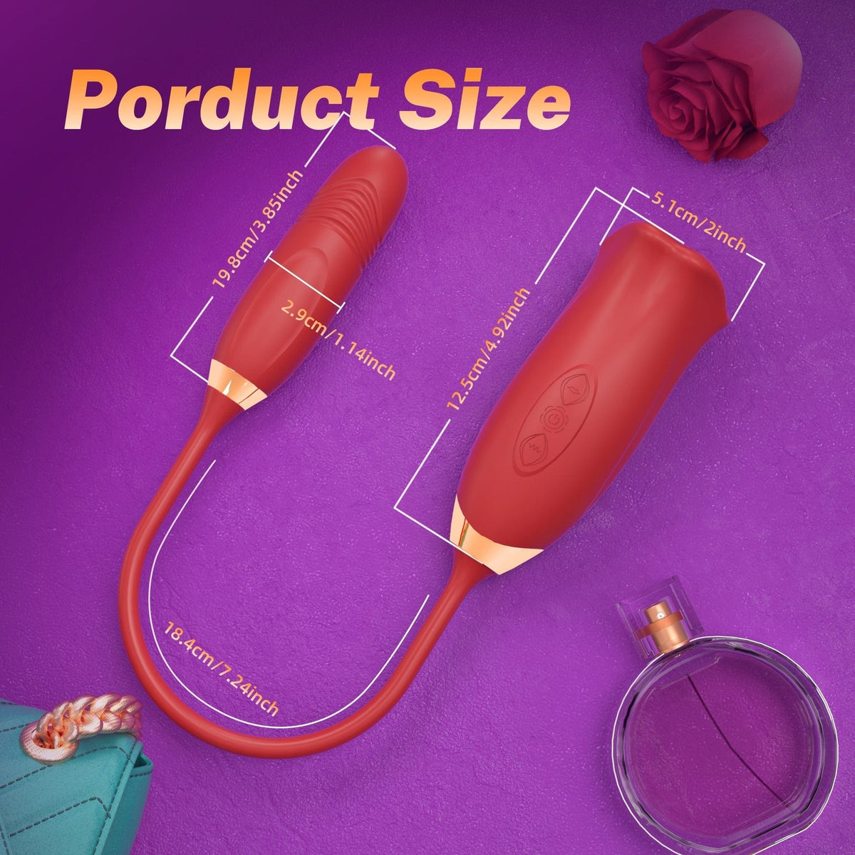 Rose Tongue & Thrusting Vibrator - Dual Motor Rose Toy