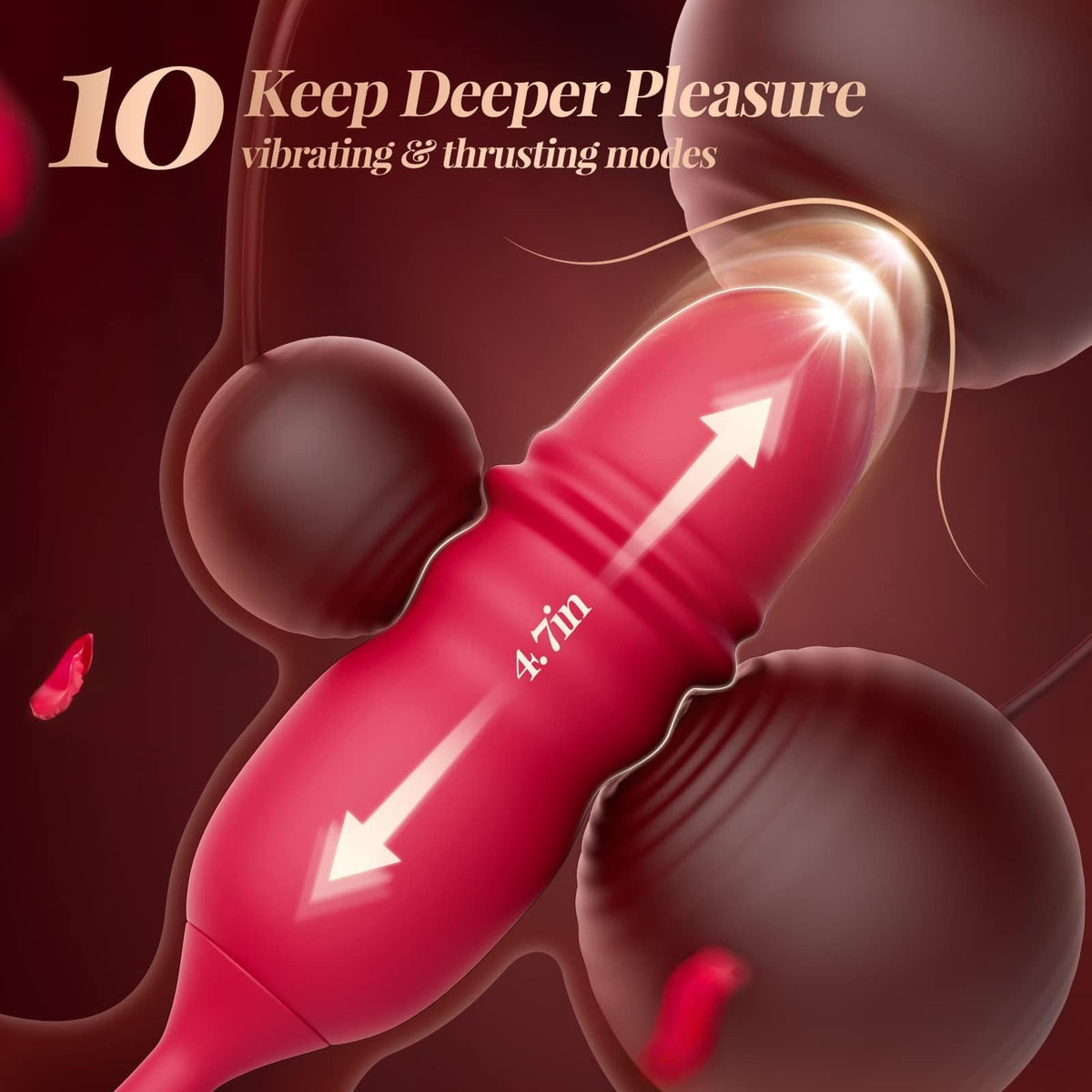 Rose Toy with Thrusting Vibrator - Dual Tongue Clit Sucker