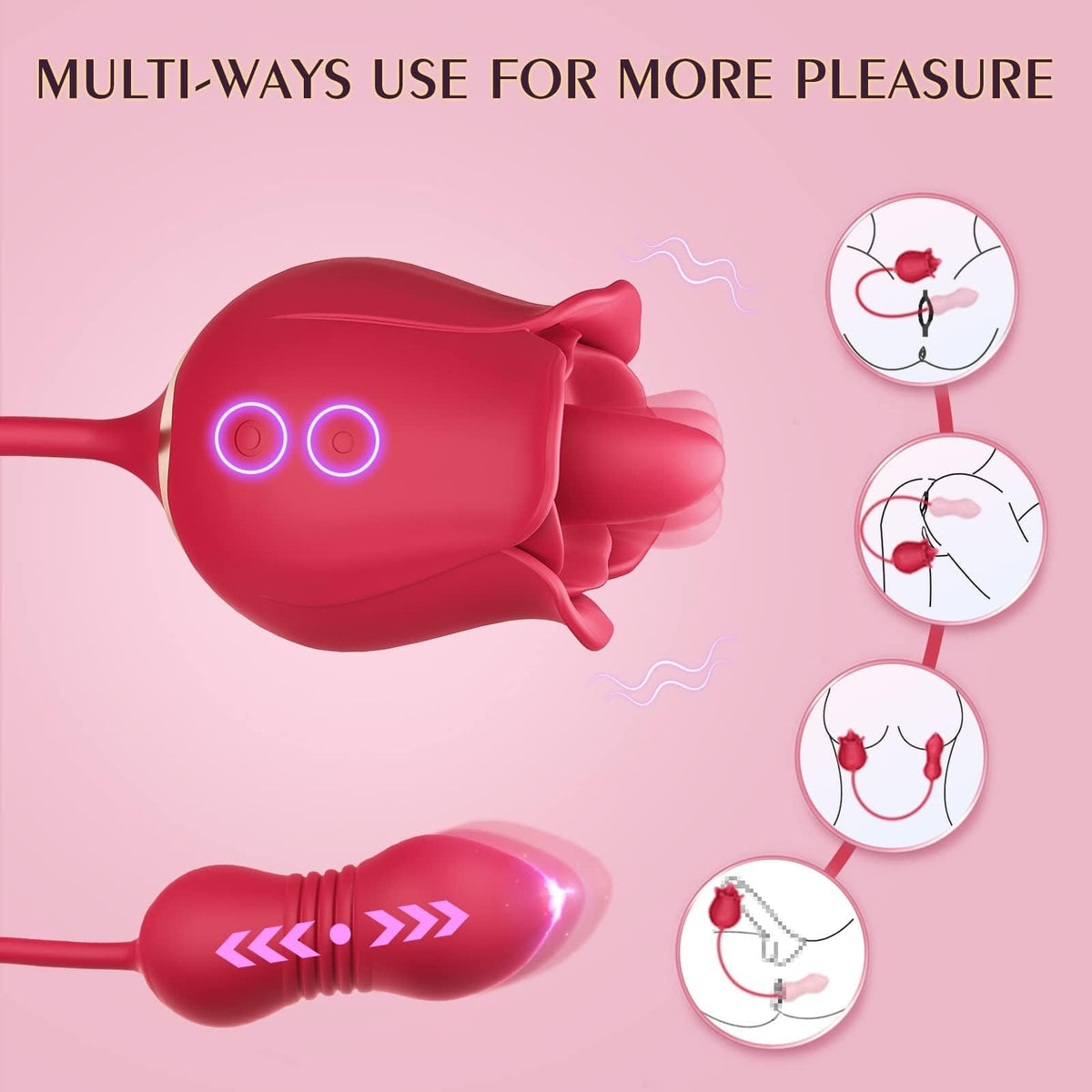 Rose Toy with Jumping Egg - Tongue Licking Clit Sucker