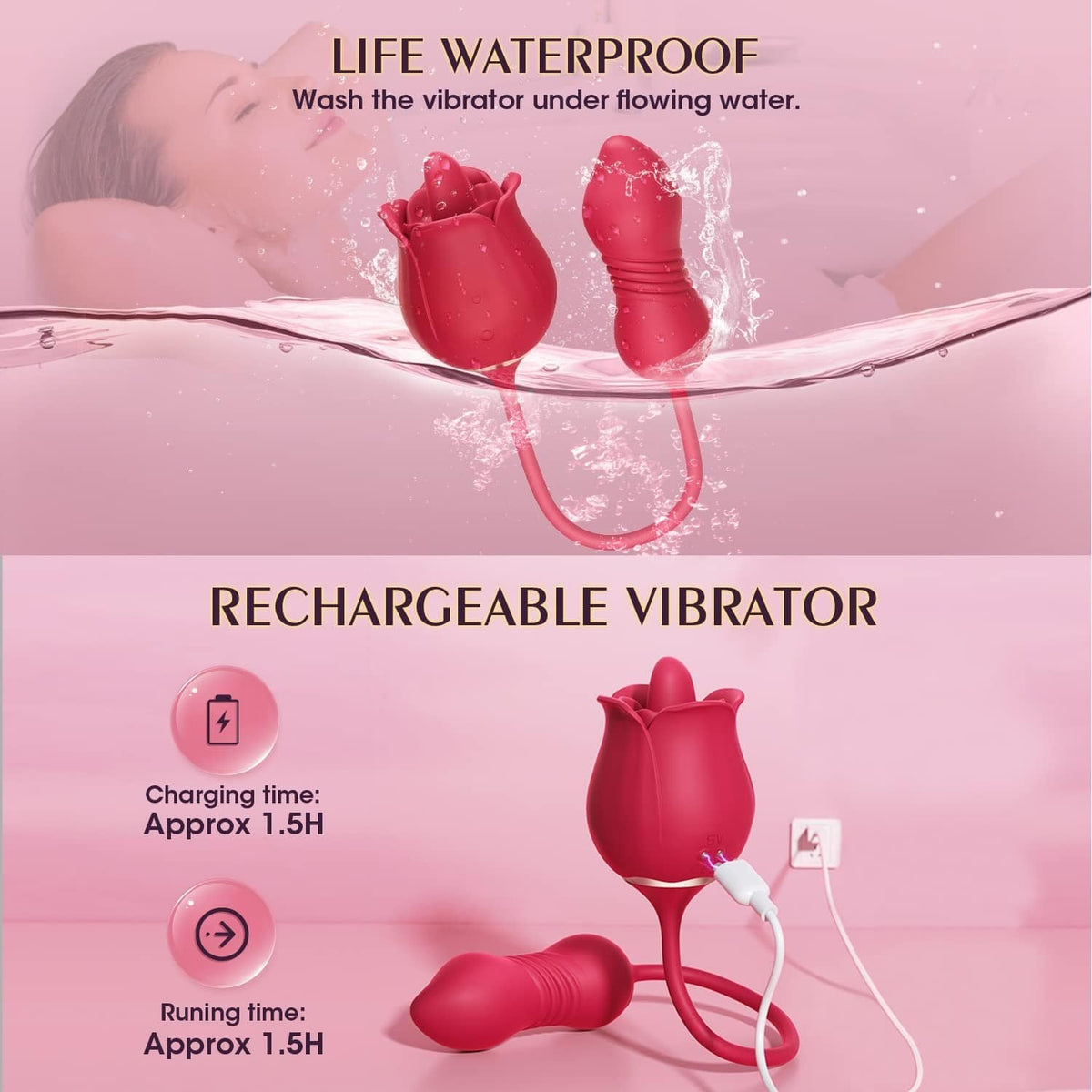 Rose Toy with Jumping Egg - Tongue Licking Clit Sucker